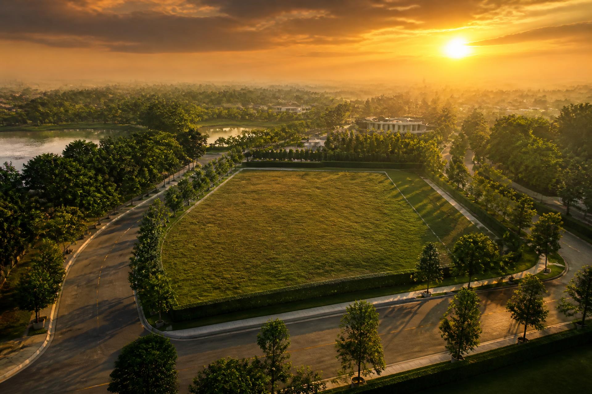Bairro planejado premium em Uberlândia ao pôr do sol